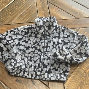 The North Face Girls Black and White Patterned Fleece Jacket